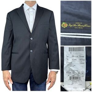 Loro Piana Joseph Abboud Super 120's 100% Wool Striped Suit Jacket Blazer 44R